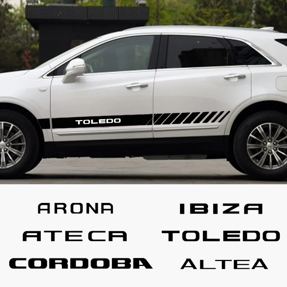 2pcs Car Door Side Stickers For Seat Ibiza 6j Ateca Arona Altea Leon mk3 Alhambra Tarraco Toledo Arosa Cordoba Auto Decorative