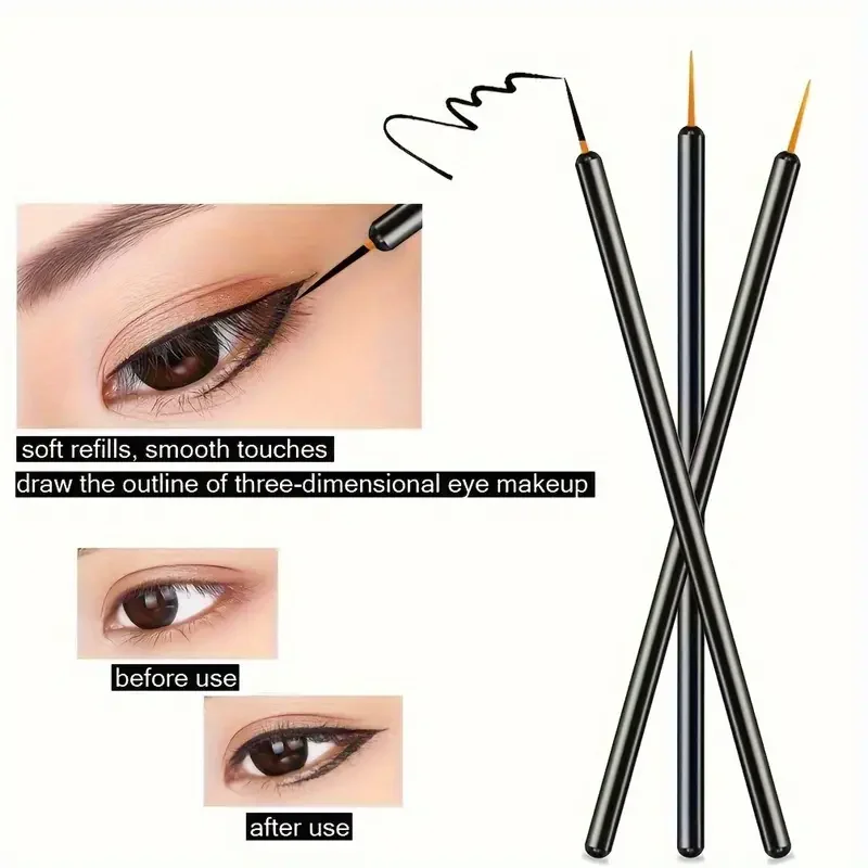 50pcs Disposable Eyeliner Brushes with Fine Tip and Nylon Bristles - Precision Application Wand for Castor Oil All Skin Types