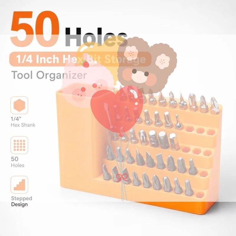 50-Hole Drill Bit Organizers Screwdriver Bits Holder Storage Tool Box Heavy Duty Tool Bag Power Gift Power Rack
