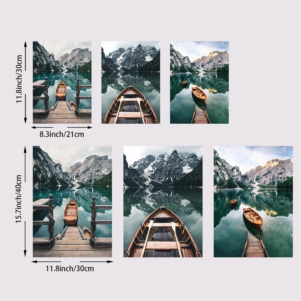3 قطعة المشهد الطبيعي المشارك بحيرة جبلية قارب الشمال صور الرسم على لوحات القماش الجدارية لغرفة المعيشة غرفة نوم ديكور المنزل