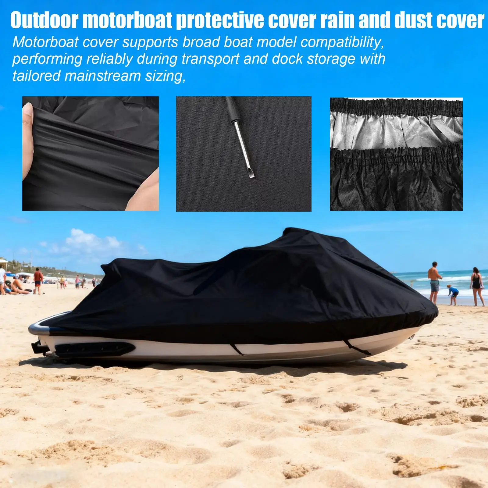 

Ski Boat Cover UV-Resistant Dust-Proof Waverunner Protector Outdoor Motorboat Protective Cover For Recreational Boaters Water