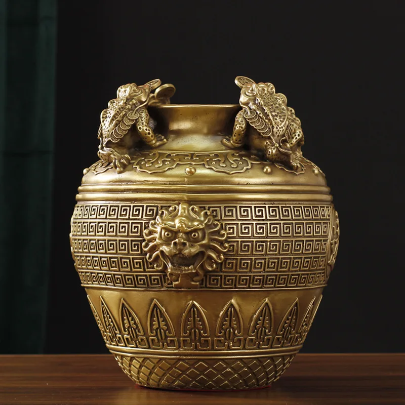 

Four directions receiving wealth, golden toad attracting wealth, day in and day out, gold jar, home wealth, money jar, decorati