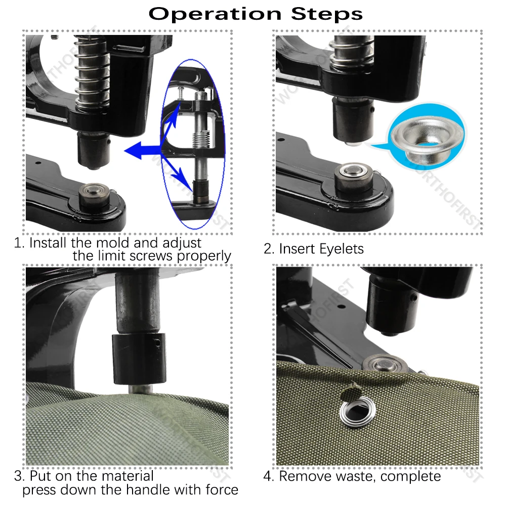 Occhielli in acciaio inossidabile con kit di strumenti per pressa manuale multifunzionale Anelli rotondi Punzone per tende in telone Artigianato in pelle