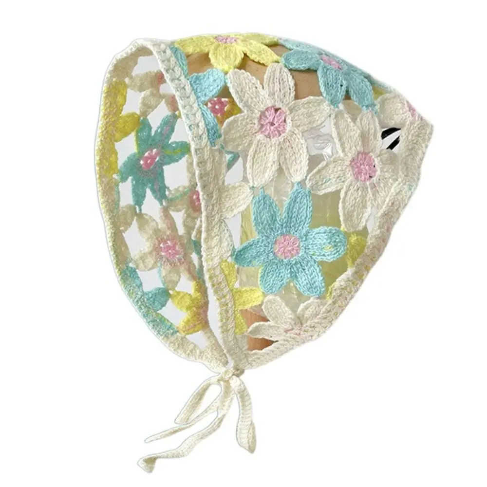 

Многоцветная вязаная повязка на голову с цветком во французском ретро пасторальном стиле треугольный тюрбан шарф для путешествий пляж маленькая ромашка