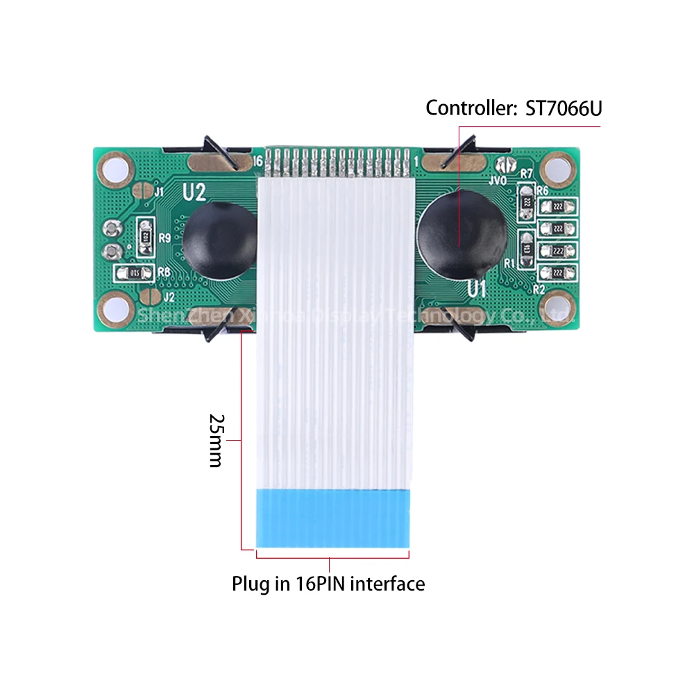 Amber Zwarte Letters 16X2 Lcd Fpc 25Mm Spanning 3.3V Controller St7066u Russisch 1602a-20-1a Lcd Scherm