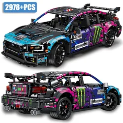 City Technical 2978pcs Subaruced Racing Car Model Building Blocks Black Assembly Supercar DIY Bricks Toys For Children Gifts