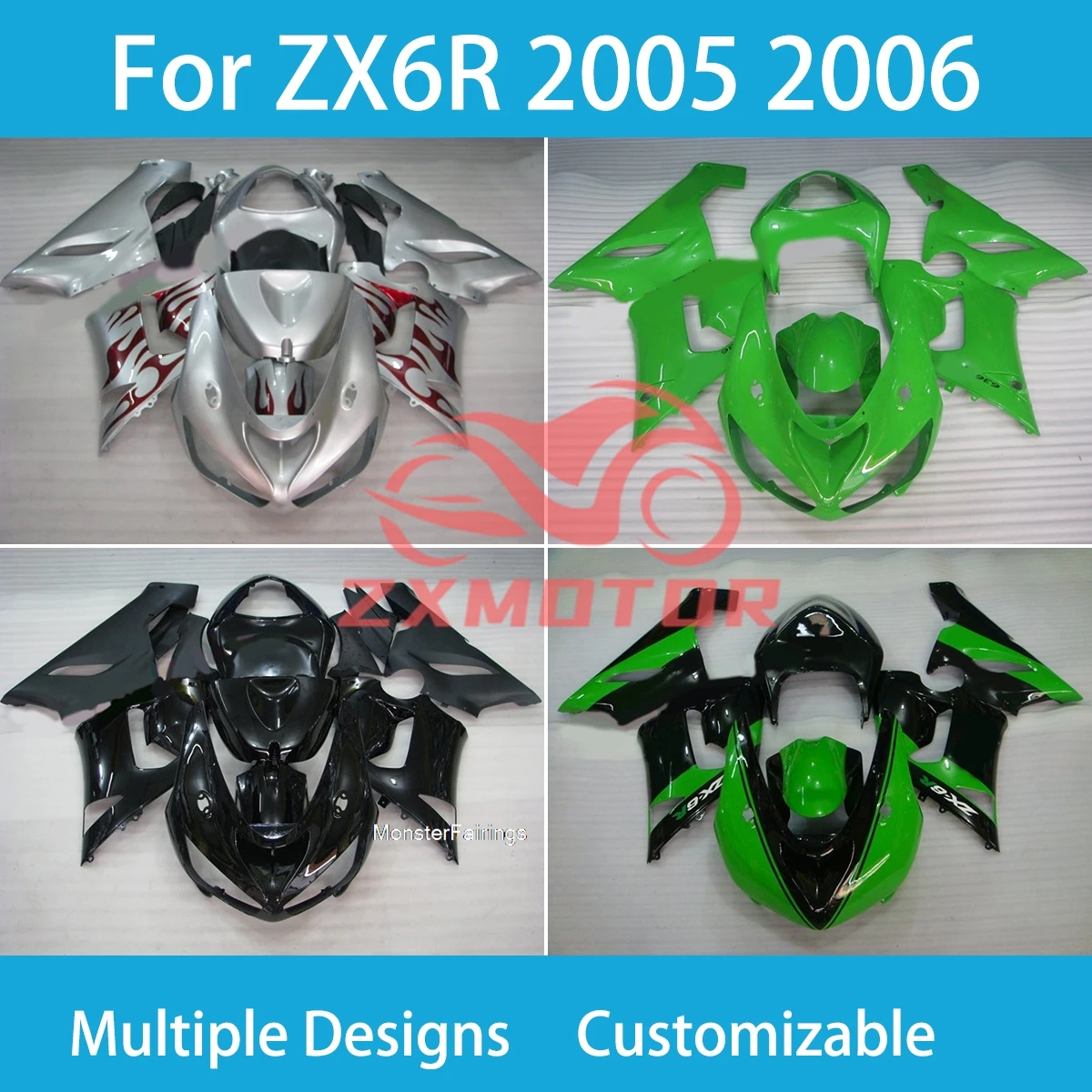

ZX-6R 2005 2006 ABS Fairings for Kawasaki Ninja 636 ZX6R 05 06 Motorcycle Plastic Body Spare Parts Fairing Kit