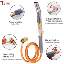 MAPP Torch Twin Tubes 1.5m Hose for Brazing Soldering Welding HVAC Plumbing Gas Torch