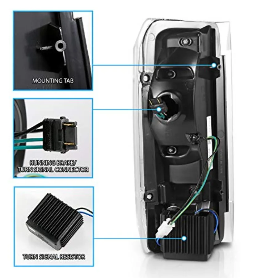 Truck 3D CType Halogen Led Tube Replacement Tail Light Set for 19891996  F150 Bronco F250 F350 Passenger and Driver Side Vehicl