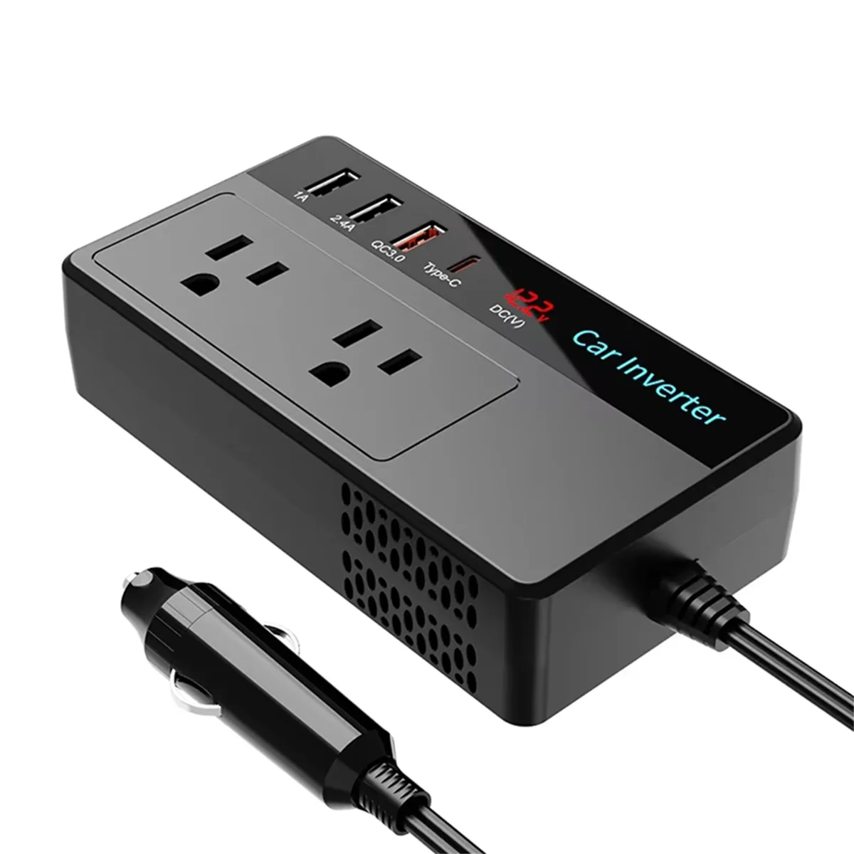 ABNJ 200W Car Inverter DC 12V to 110V AC Power Inverters 3 USB 1 Type-C Ports Adapter Car Plug Converter with Screen US Plug view 5