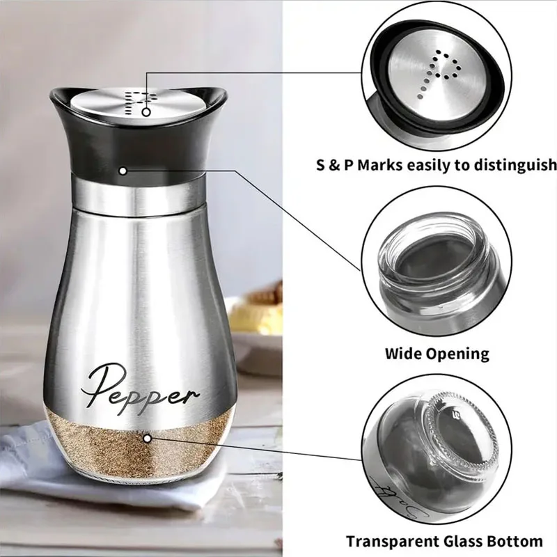 Colorful Stainless Steel Spice Shaker set Multi Function Cooking BBQ Pepper and Salt Seasoning Jar set