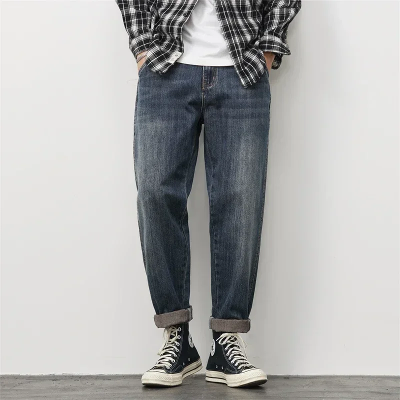 Autumn and Winter Jeans Men Straight Leg Loose Casual Pants Korean Version Trend All Matching Trousers Fashion Brand