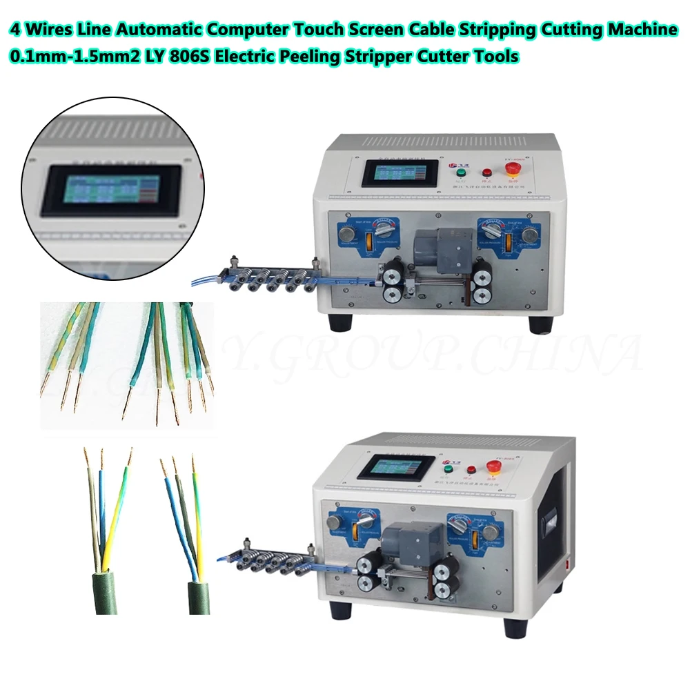 

4 Wires Line Automatic Computer Touch Screen Cable Stripping Cutting Machine 806S Electric Peeling Stripper Cutter 0.1mm-1.5mm2