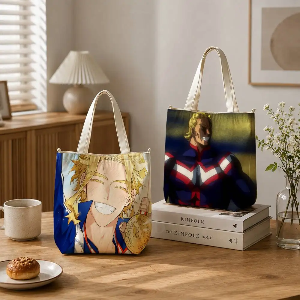 A-All M-Might T-Toshinori Y-Yagi-AMTY Tote Bag for Women Reusable Shopping Tote Bag Zippered Shoulder Bags Print