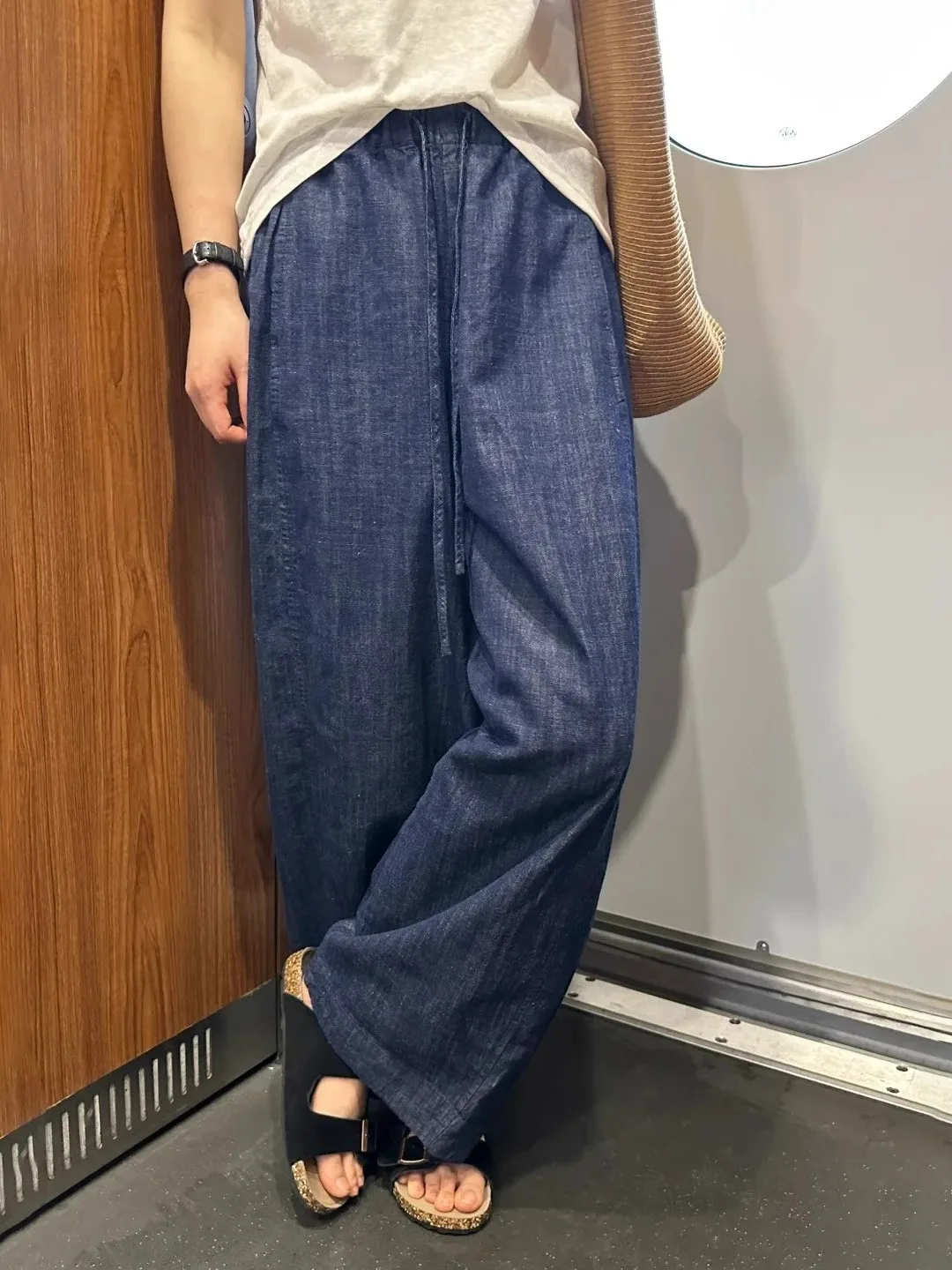 

Женские повседневные широкие джинсы больших размеров с высокой талией, утягивающие осенне-зимние тонкие свободные брюки с девятью точками