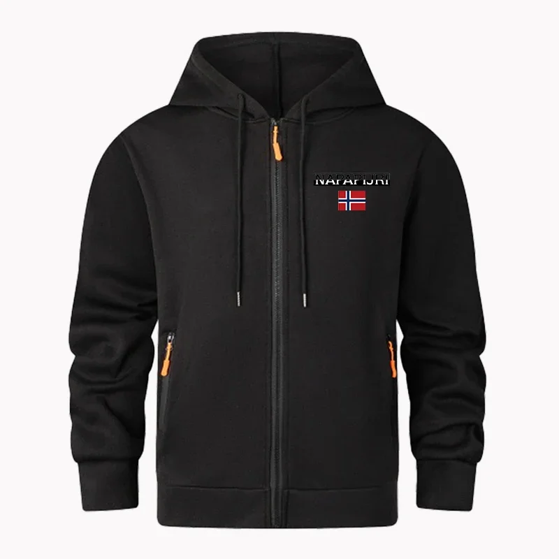 سترة بغطاء للرأس للرجال من High Street، سترة فضفاضة بأكمام طويلة وسحاب ريترو، هوديي