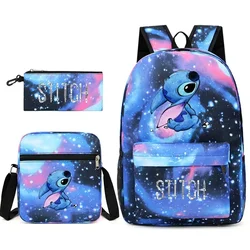 3 sztuk/zestaw Disney Stitch plecak dla dzieci Cartoon Stitch drukuj piórnik do przedszkola chłopiec dziewczyna torba na ramię tornister dla dzieci prezent