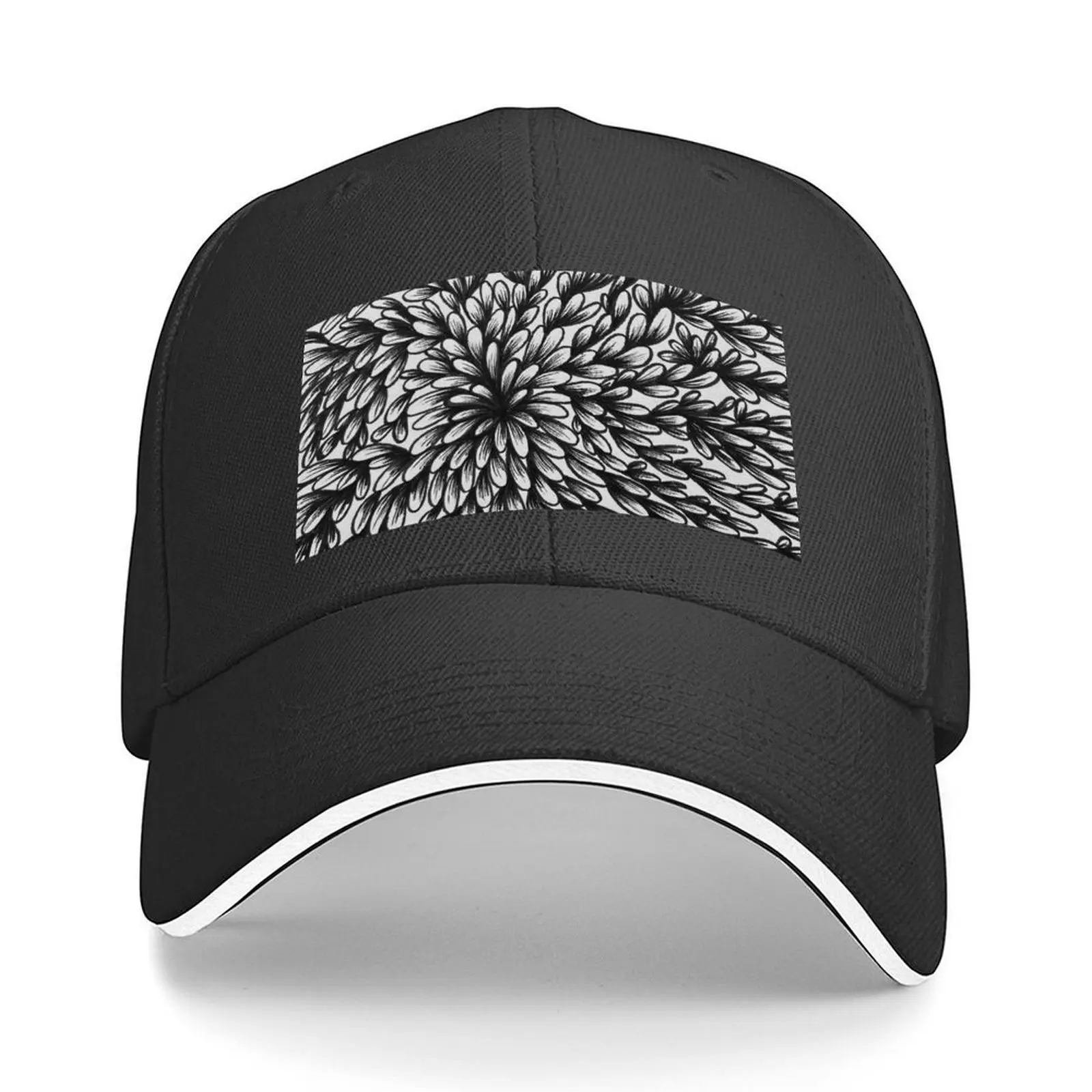 

Black and White Floral Design Baseball Cap party Hat Beach Outing Luxury Hat Dropshipping Women's Hats For The Sun Men's