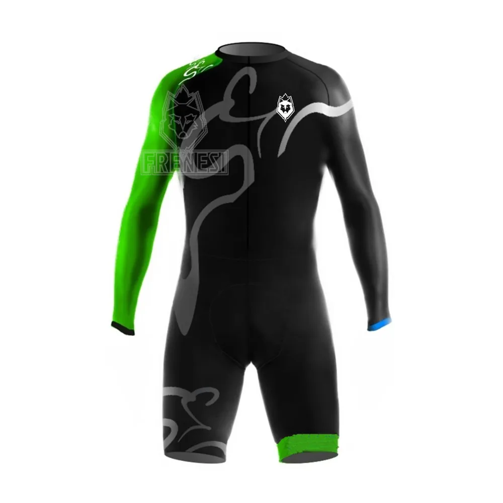 

Frenesi Triathlon Cycling Skinsuit Men Aero One Piece Bike Tight Suit Long Sleeve MTB Race Speedsuit Pro Road Bicycle Jumpsuit