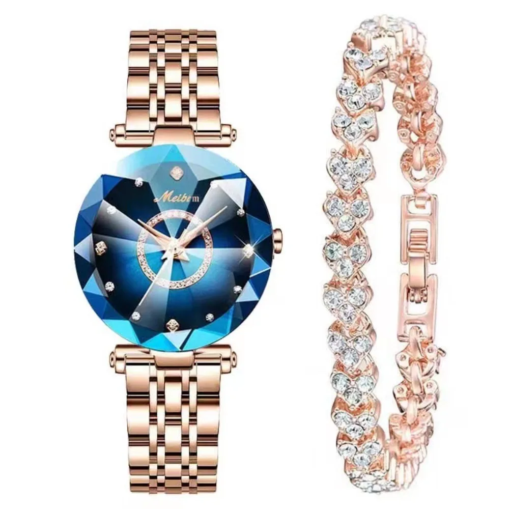 Luxury Women's Wristwatch Elegant Exquisite Rhinestone Quartz Watches Inlaid Diamond Jewelry Design Rose Gold Watch Casual Wear