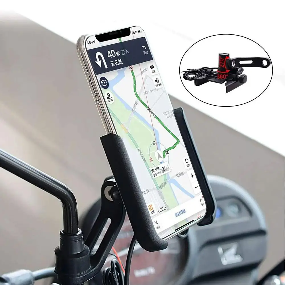 Bicycle & Motorcycle Phone Holder GPS Bracket Cellphone Stand Moto Rearview Mirror Handlebar Mount Compatible For Xiaomi IPhone