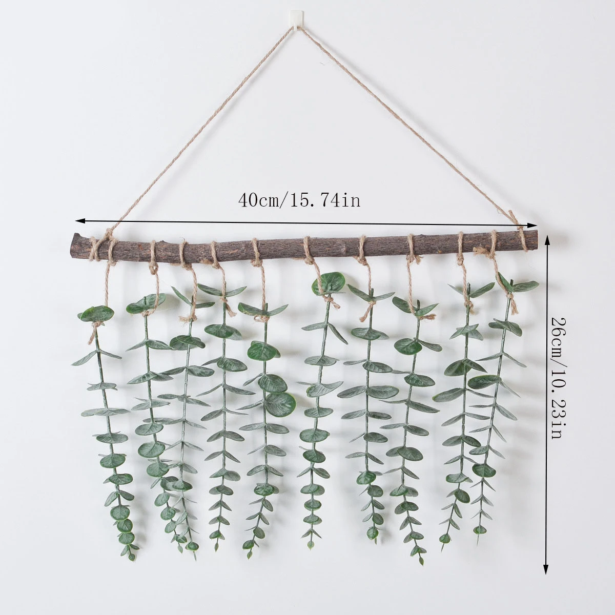 Artificial Eucalyptus Wall Hanging Decor Fake Eucalyptus Vines Plant Decor with Stick and Ropre Rustic Farmhouse Greenery Leaves