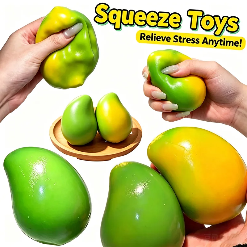 

NEW Mango Stress Ball, Soft Fidget Sensory Toy Simulated Slow Rebound Squeeze Toy ,Color-changing Squeeze Relief Stress Anytime!