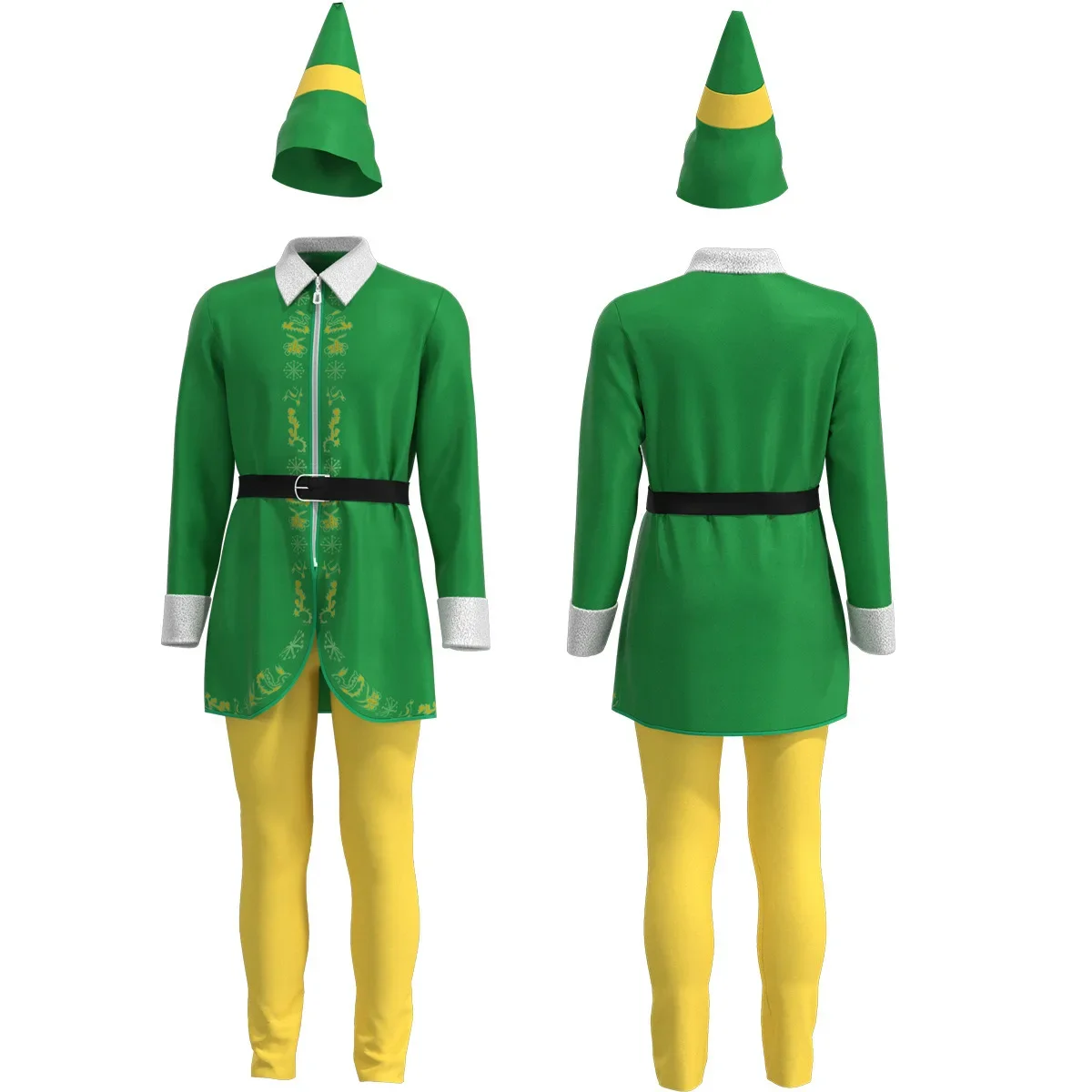 Costume cosplay verde da elfo di Natale per uomo adulto