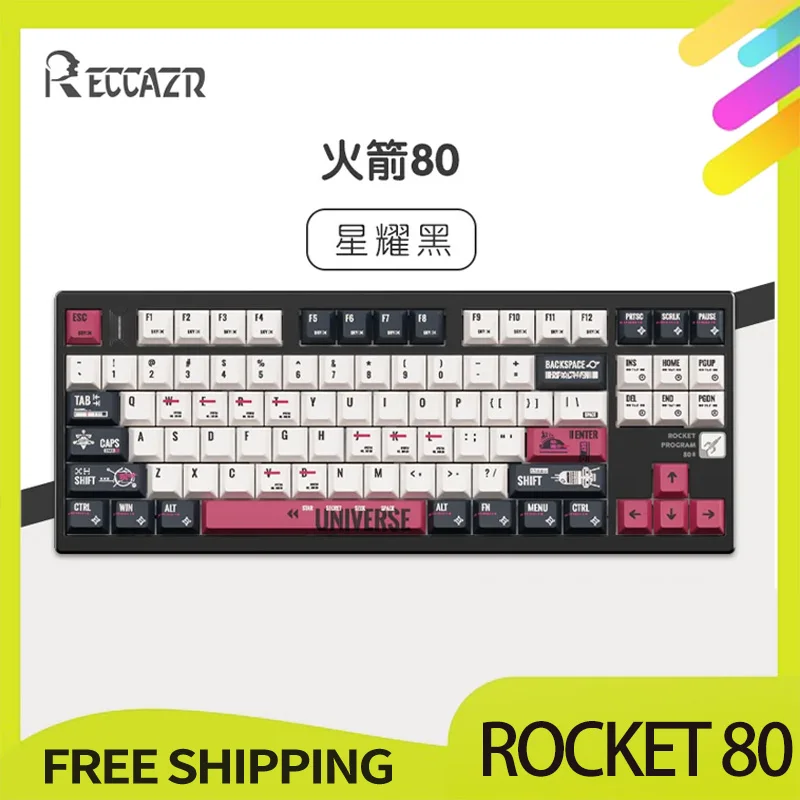 Reccazr Rocket 80 Mechanical Keyboard 87keys 3modes Hot Swap Gasket Structure Rgb Alloy Keyboard Customized Magnetic Attraction