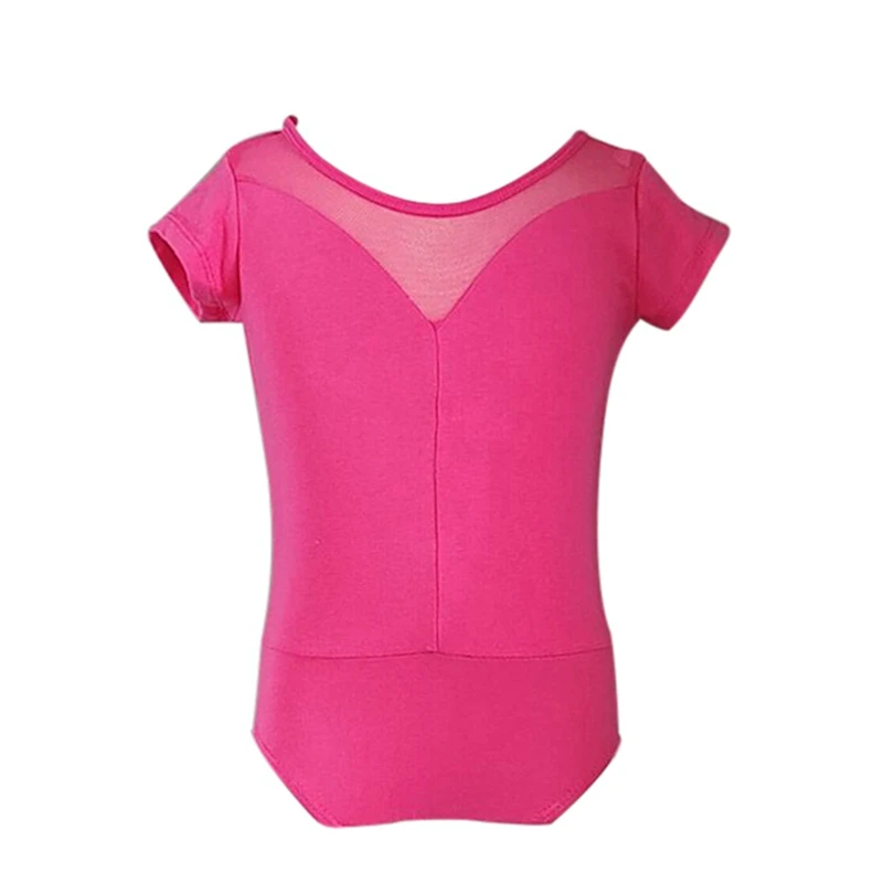 Meisjes Dunne Korte Mouw Ballet Gymnastiek Leotards Katoen Slanke Brathable Dans Bodysuit Effen Patchowrk Temperament Dancewear