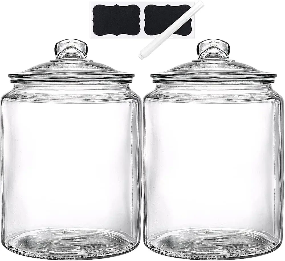 

1.5 Gallon with Lids, Large Glass Jars Set of 2, Heavy Duty Glass Canisters for Kitchen, Perfect for Flour, Sugar, Rice, Pasta