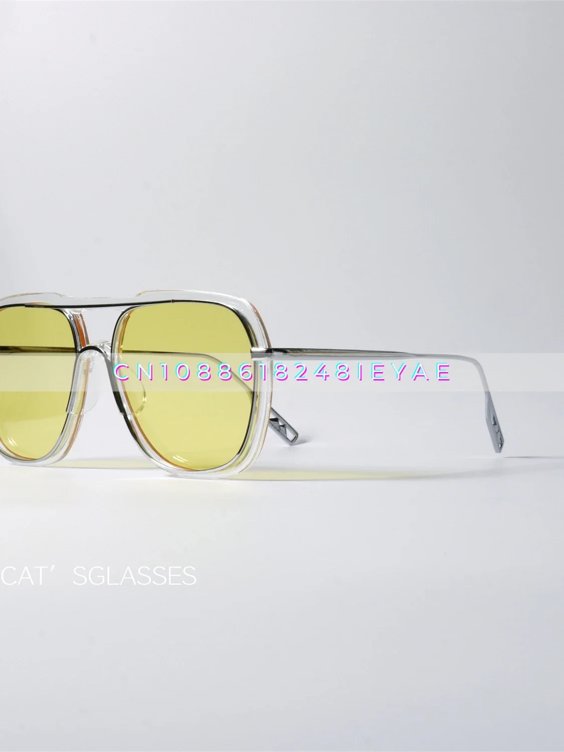 Pilot Type Transparent Large Frame Sunglasses Uv400 UV Protection and Blue Light Protection Glasses Frame