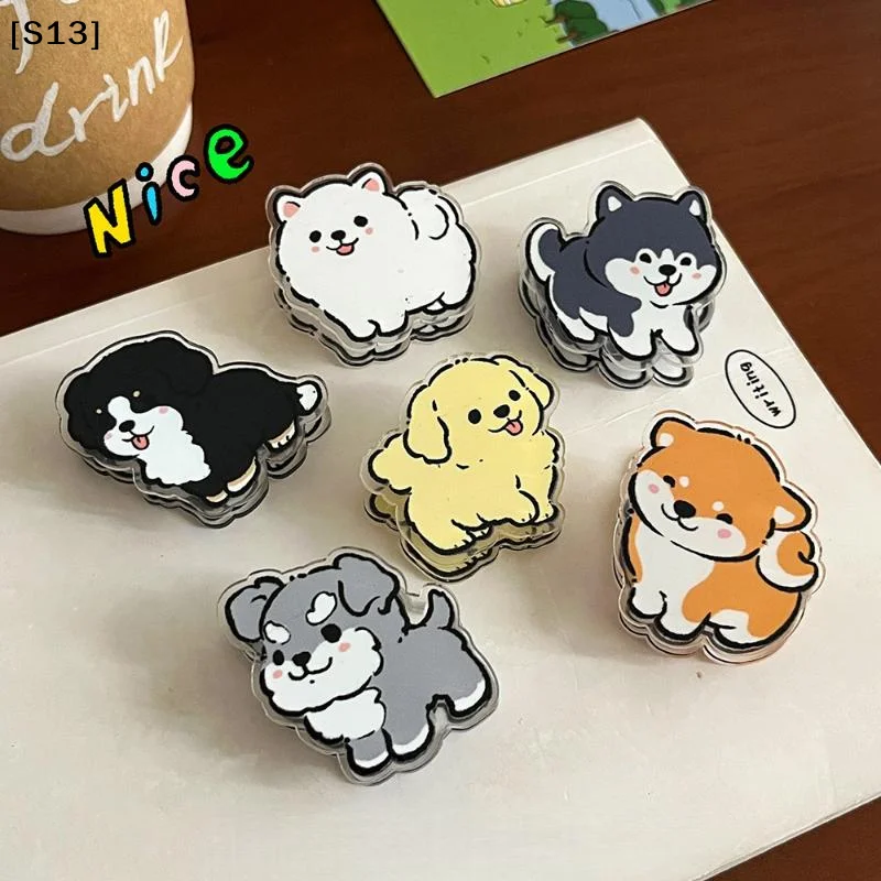

6Pcs Cartoon Dog Cat Paper Clip Stationery Learning Supplies Acrylic Note Holder Mini PP Clip Office Binding Clip Photo Clip[Q]