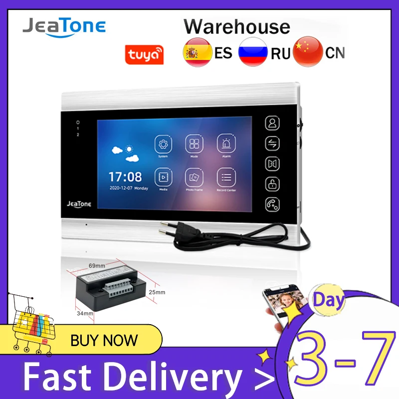 Jeatone Wireless Wifi Indoor 7Inch Monitor Module Interface Kit Video DoorPhone Doorbell Intercom System Support Unlock Remotely