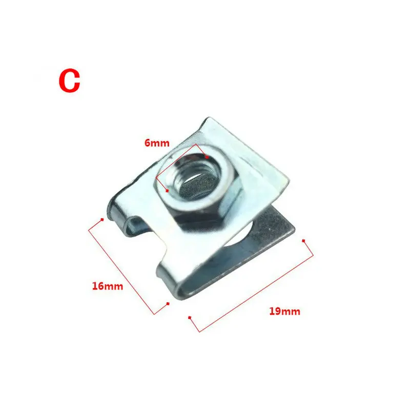 20PCS Screw iron plate for fixing car license plate  Self tapping quick screw base  U-clip  Leaf plate metal buckle