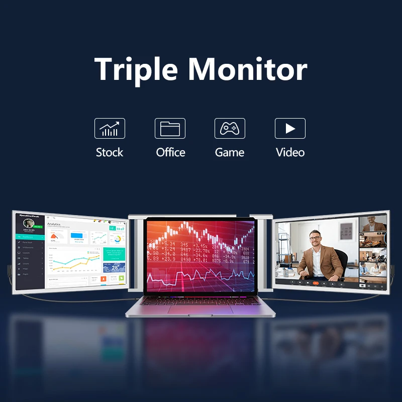2025 New Design Cheap Price Laptop Screen Extender Portable Triple
