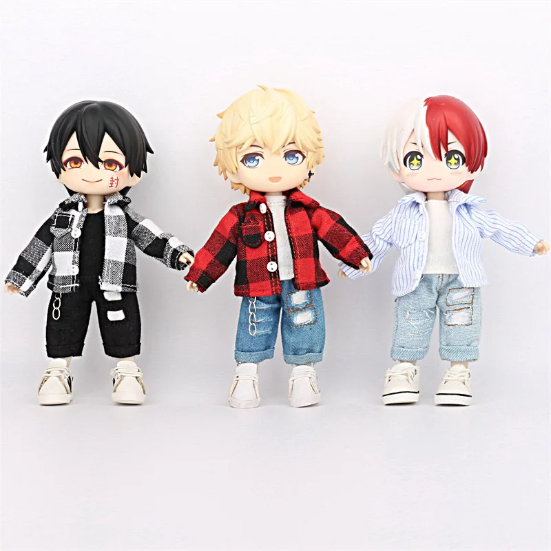 Ob11 Одежда для кукол, рубашка, куртка, 12 очков, одежда для куклы Bjd, одежда для мальчиков, рубашка в клетку Molly GSC