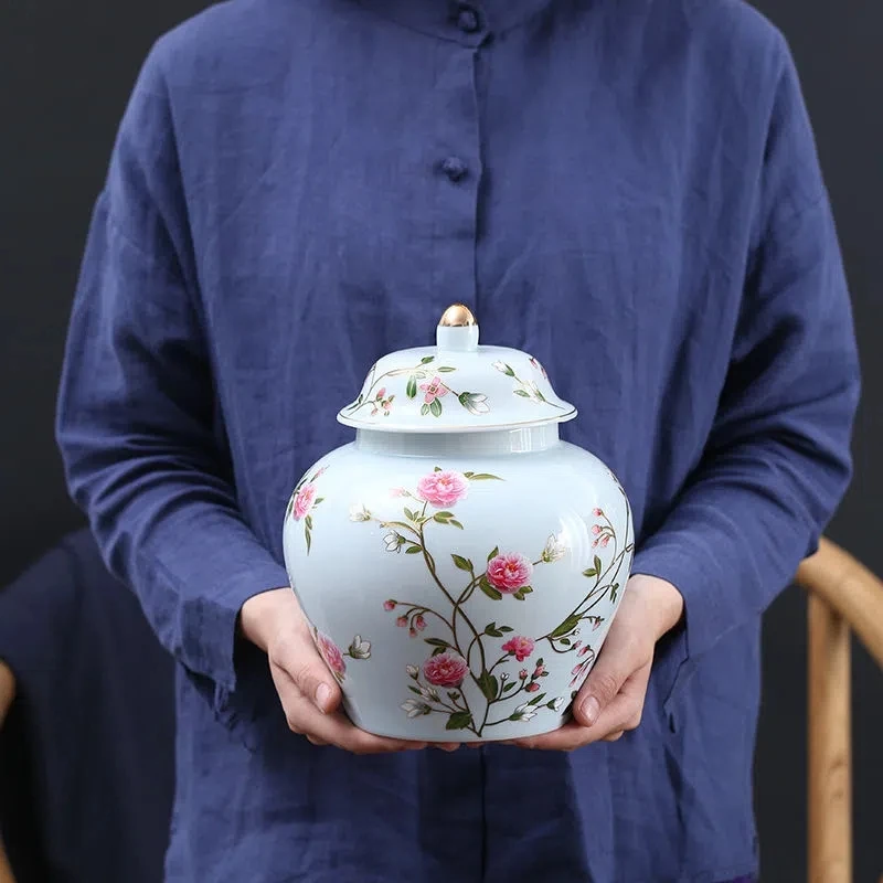 

Chinese Style Scented Tea Pu'er Tea Caddy Ceramics Tea Container Moisture-proof Candy Storage Tank Household Sealed Tank