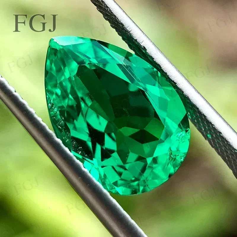 Hot Sale Lab Grown Colombian Emerald Top Quality Pear Cut Hydrothermal Gemstones VVS1 Fine Jewelry Beads With AGL Certificate