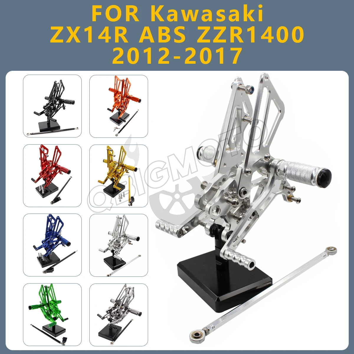 

ZX14R 2017 Motorcycle Rearset Footpeg Rear Footrest Foot Pegs Pedal Rearsets CNC FOR Kawasaki ZX 14R ABS ZZR1400 2016-2012