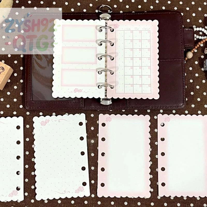 Hot Aesthetic 6 Hole Binder Refill Paper 60 Sheets 6 Designs M5 Loose Leaf Planner Insert Pink Brown Journal Pages
