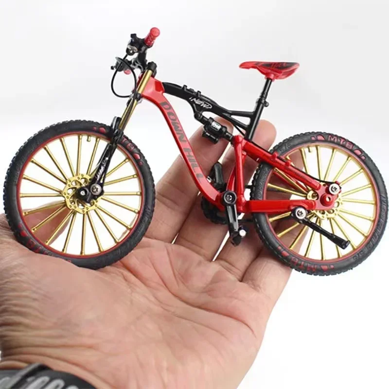 Mini modelo de bicicleta de liga 1/10, dedo de liga, mountain bike, simulação de corrida mágica, coleção adulta, brinquedos de estrada curvados, presente para crianças