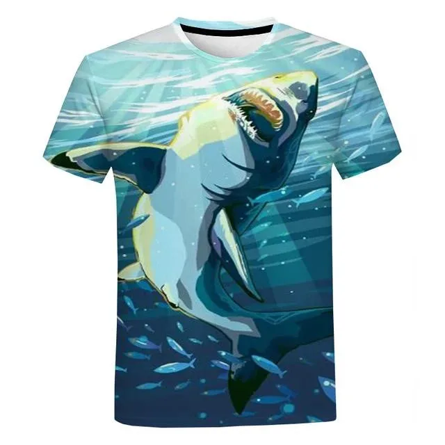

3D Shark Printed Casual T Shirt Summer Fashion Short Sleeve Harajuku T Shirt