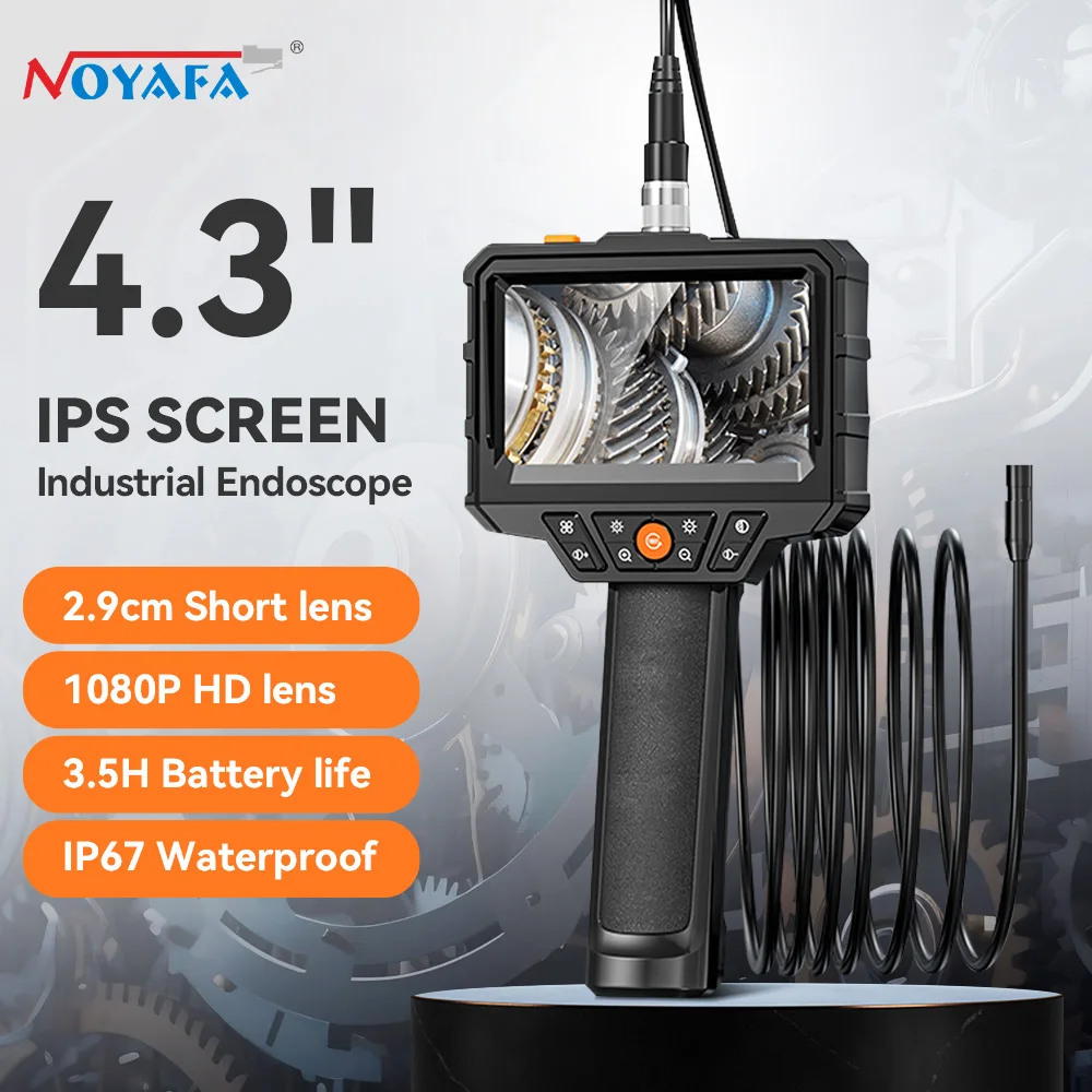 Noyafa-endoscópio Industrial para Inspeção de Tubulação Automotiva Lente Única Alta Definição Display Lcd de 45 mm