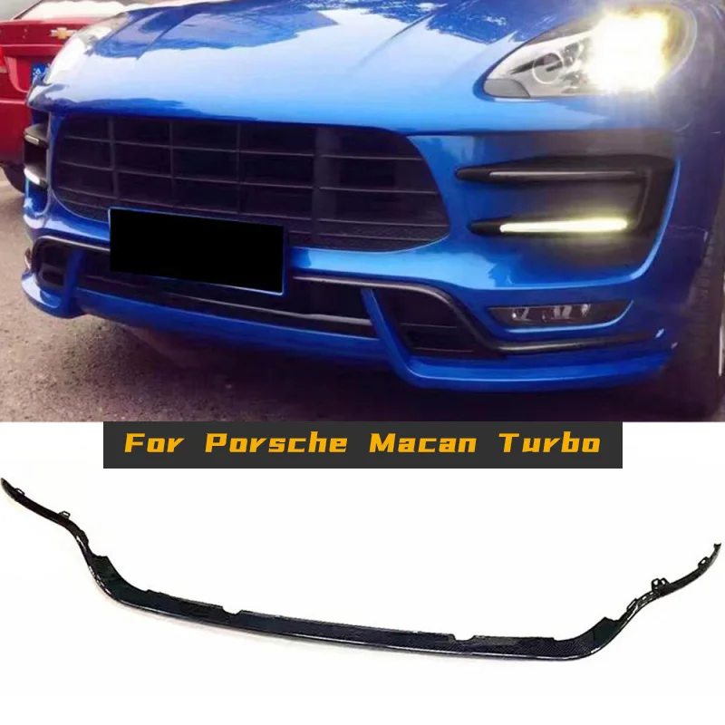 For Porsche Macan Turbo 2014 - 2017 Front Bumper Trim Fins Blades Carbon Fiber Car Front Air Vents Fins Splitters Canards Grill