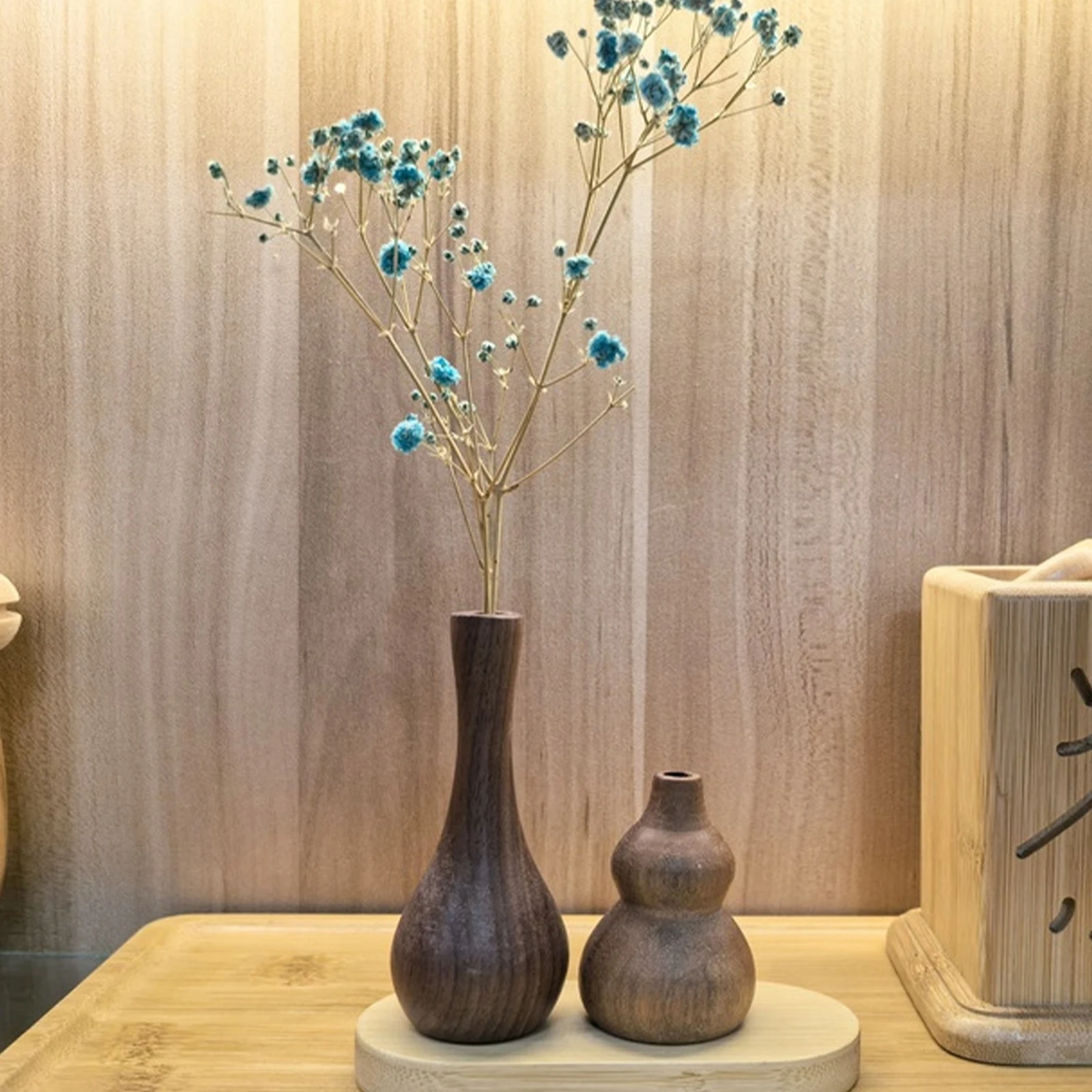 1Pc Black Walnut Wood Gourd & Vase Diffuser - Dual-Use Essential Oil Aromatherapy Desktop Fragrance Expander