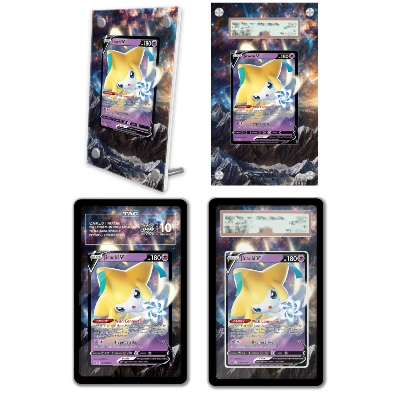 display-de-arte-anime-para-pokemon-espada-e-escudo-jirachi-presentes-de-arte-de-anime-e-jogos-estojo-protetor-de-acrilico-chaveiro-nivel-de-avaliacao