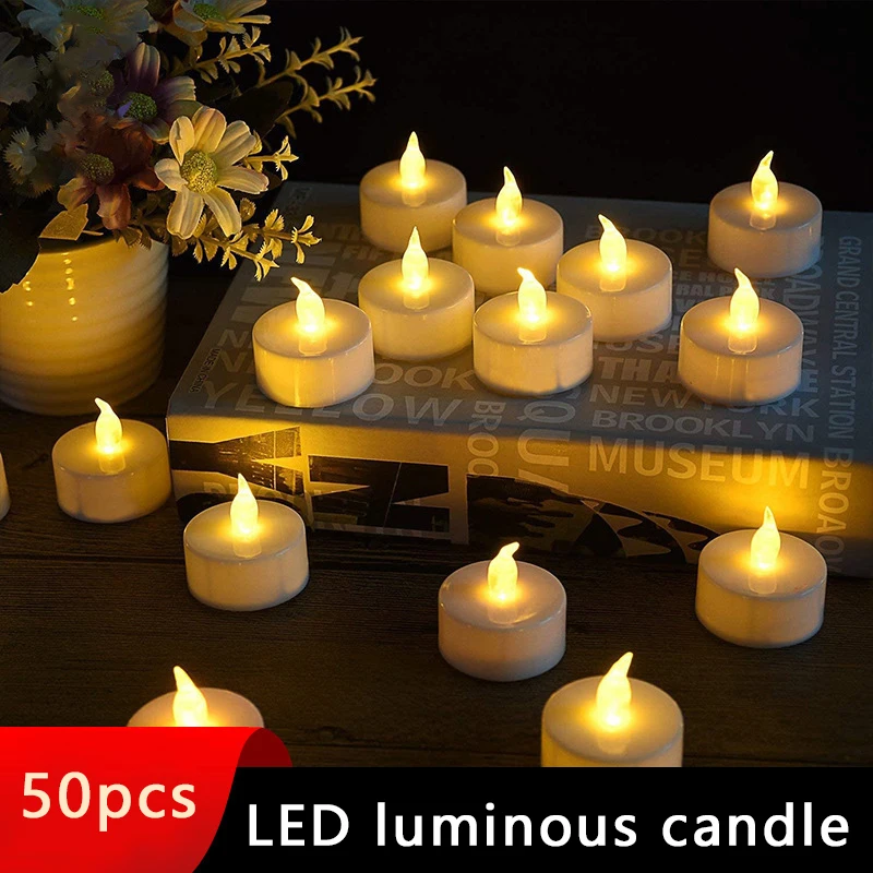 

12/24/50Pc simulation electronic small tea wax LED color light Tealight birthday party Valentine Day proposal candle decoration