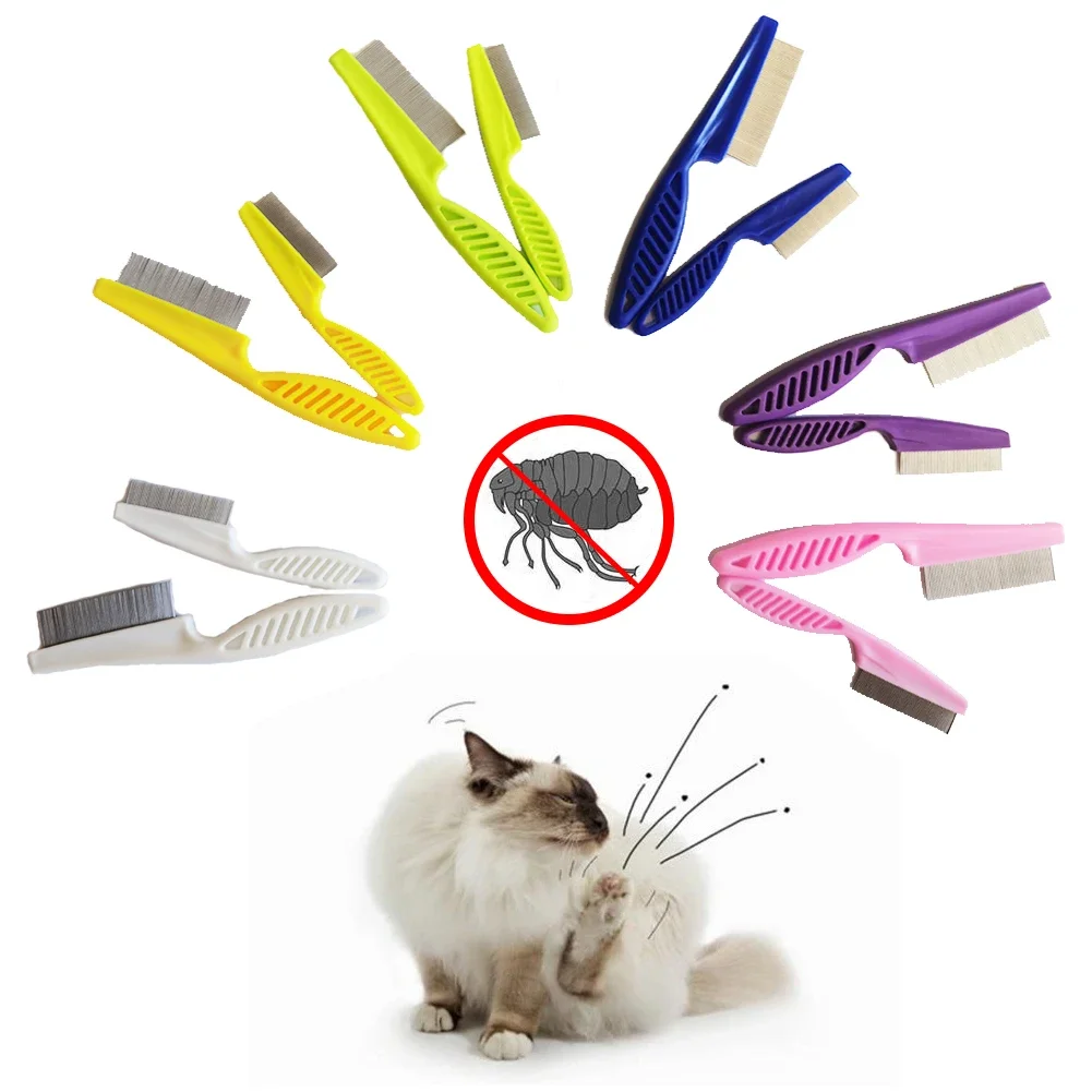 Pente removedor de carrapatos para animais de estimação - Ferramenta de aliciamento multicolorida de aço inoxidável para cães e gatos - protege entre pulgas, piolhos e carrapatos