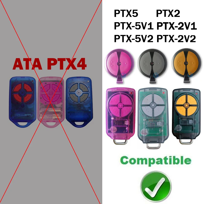 ATA PTX5 Garage Door Remote Control PTX2 PTX 5V1 5V2 2V1 2V2 Gate Opener 433.92MHz Rolling Code Electric Door Remote Control